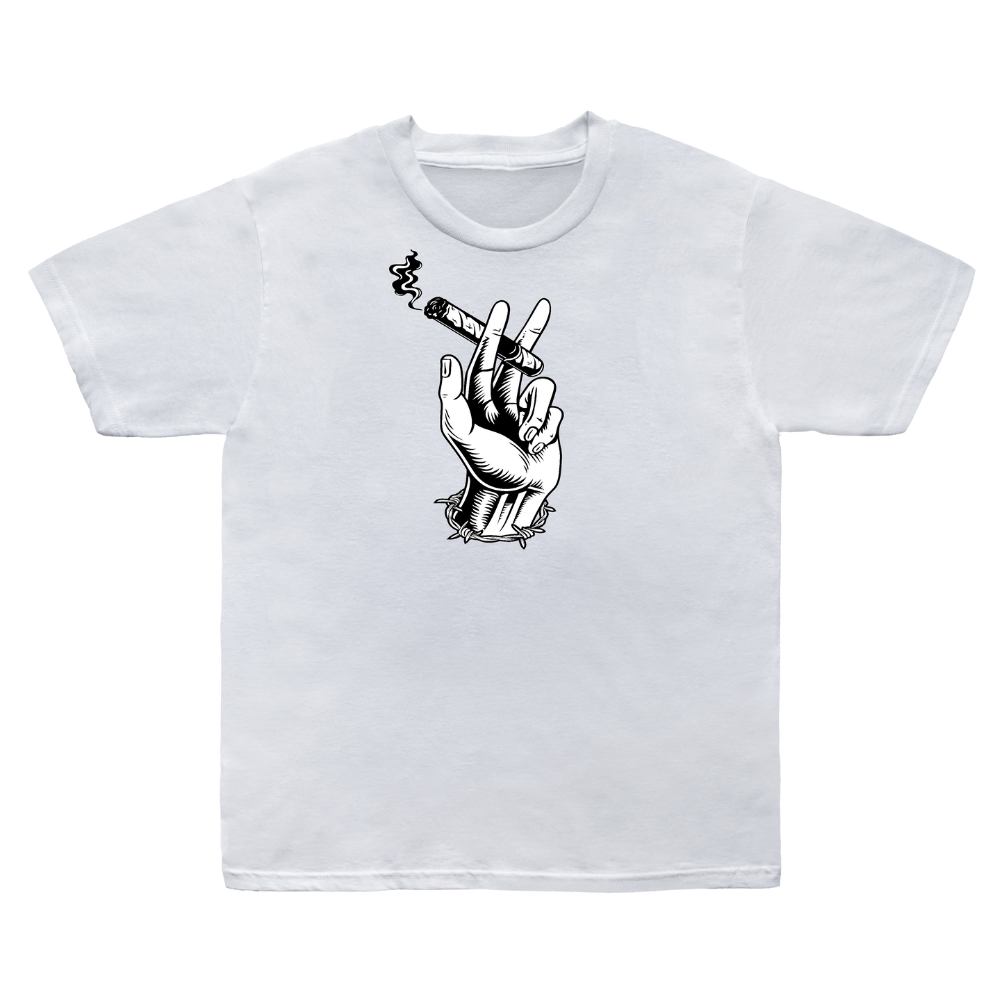 Hi Wire Graphic Tee | White Cigar Hand T-Shirt