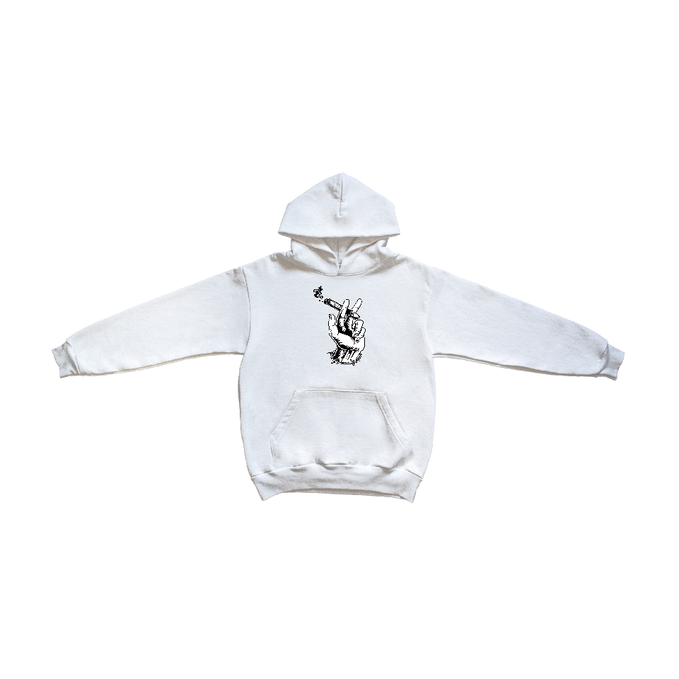 "Cool & Calm" Hi Wire White Hoodie | Unisex Graphic Pullover
